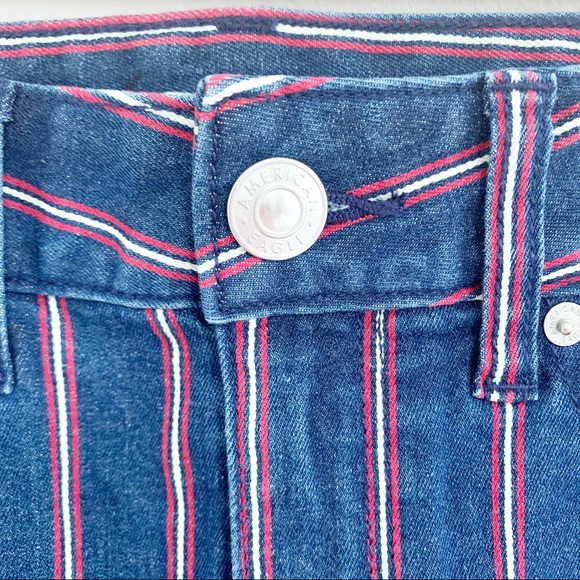 American Eagle Striped High Rise Mini Denim Skirt - Picture 3 of 9